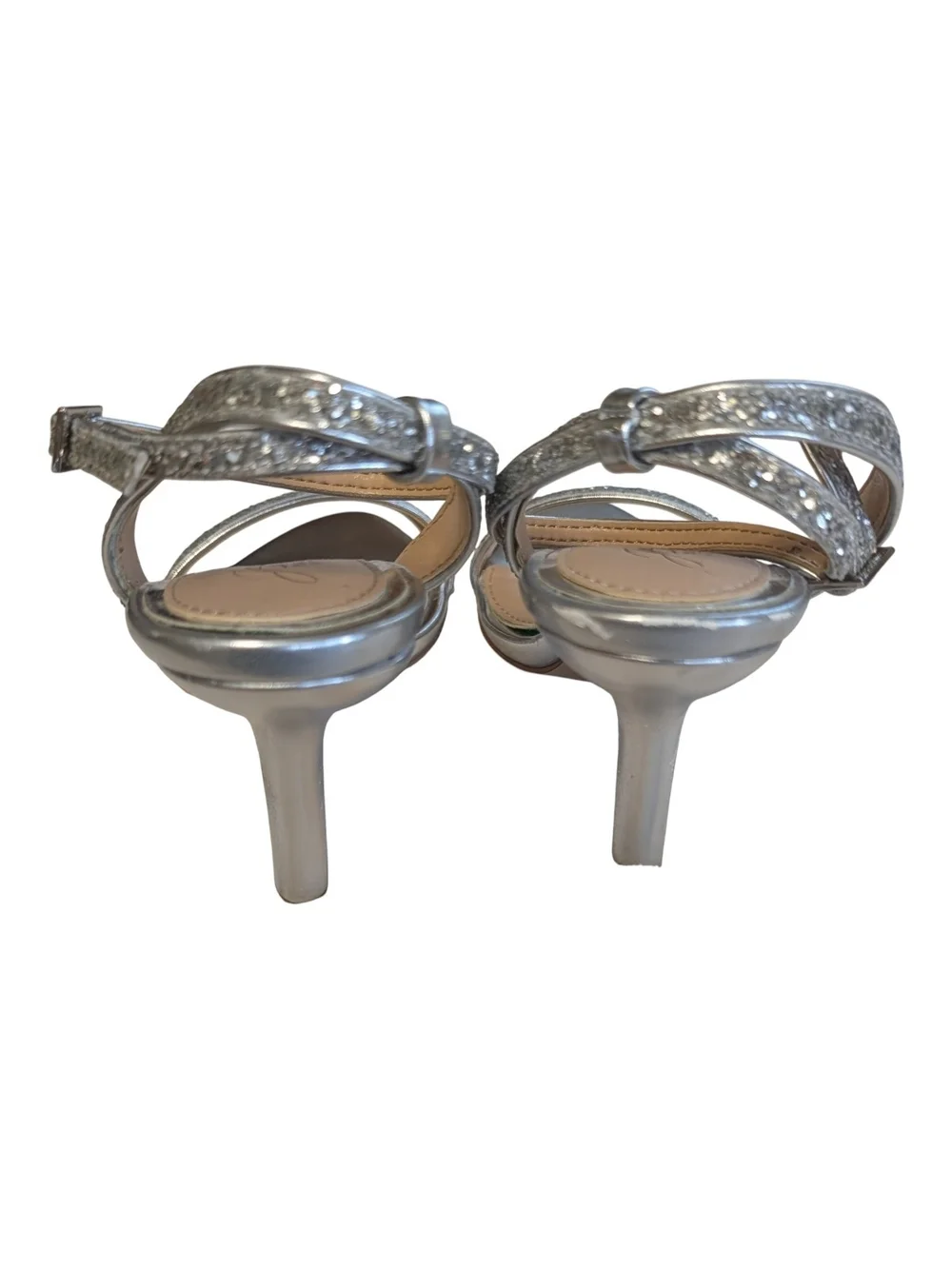 Silver Glitter Strap Women's Sandals By Jewel- Badgley Mischka